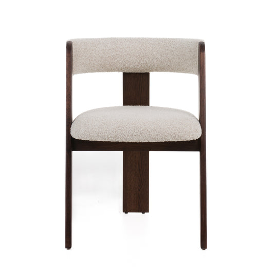 Modrest Washington - Modern Cream Fabric + Brown Oak Dining Chair (Set of 2)