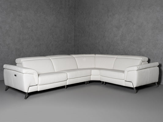 Lamod Italia Wonder - Italian Modern White Leather Sectional Sofa with Recliners