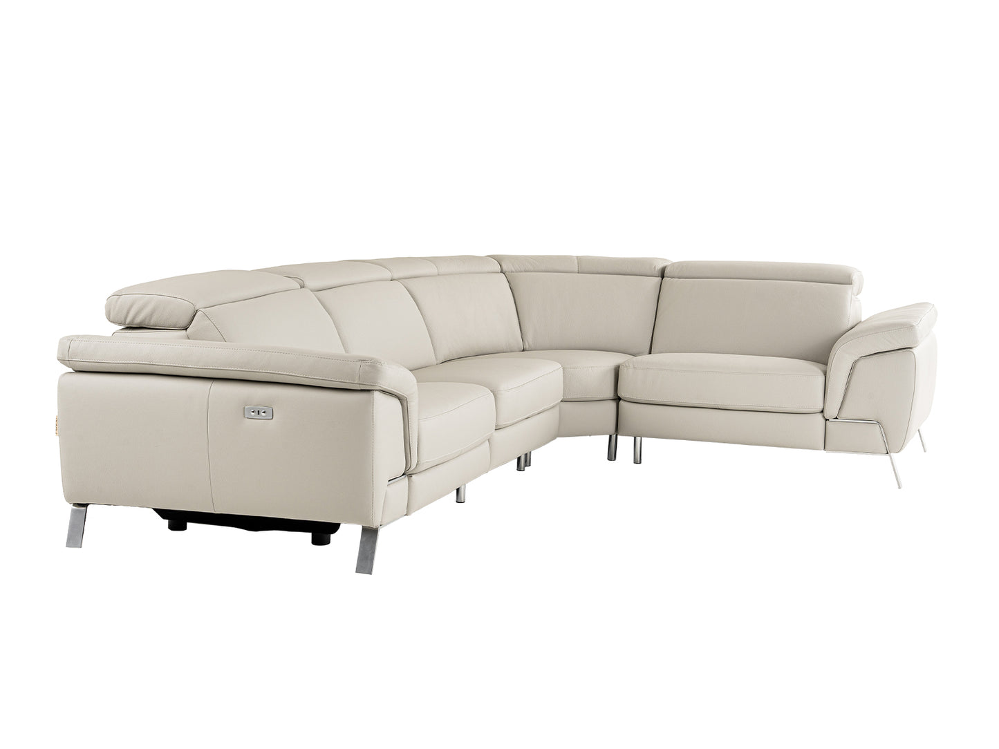 Lamod Italia Wonder - Italian Modern Grey Leather Sectional Sofa with Recliners