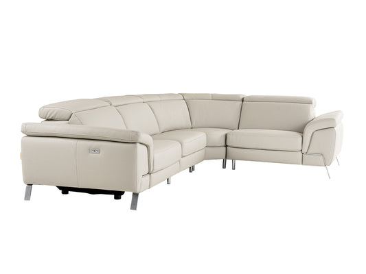 Lamod Italia Wonder - Italian Modern Grey Leather Sectional Sofa with Recliners