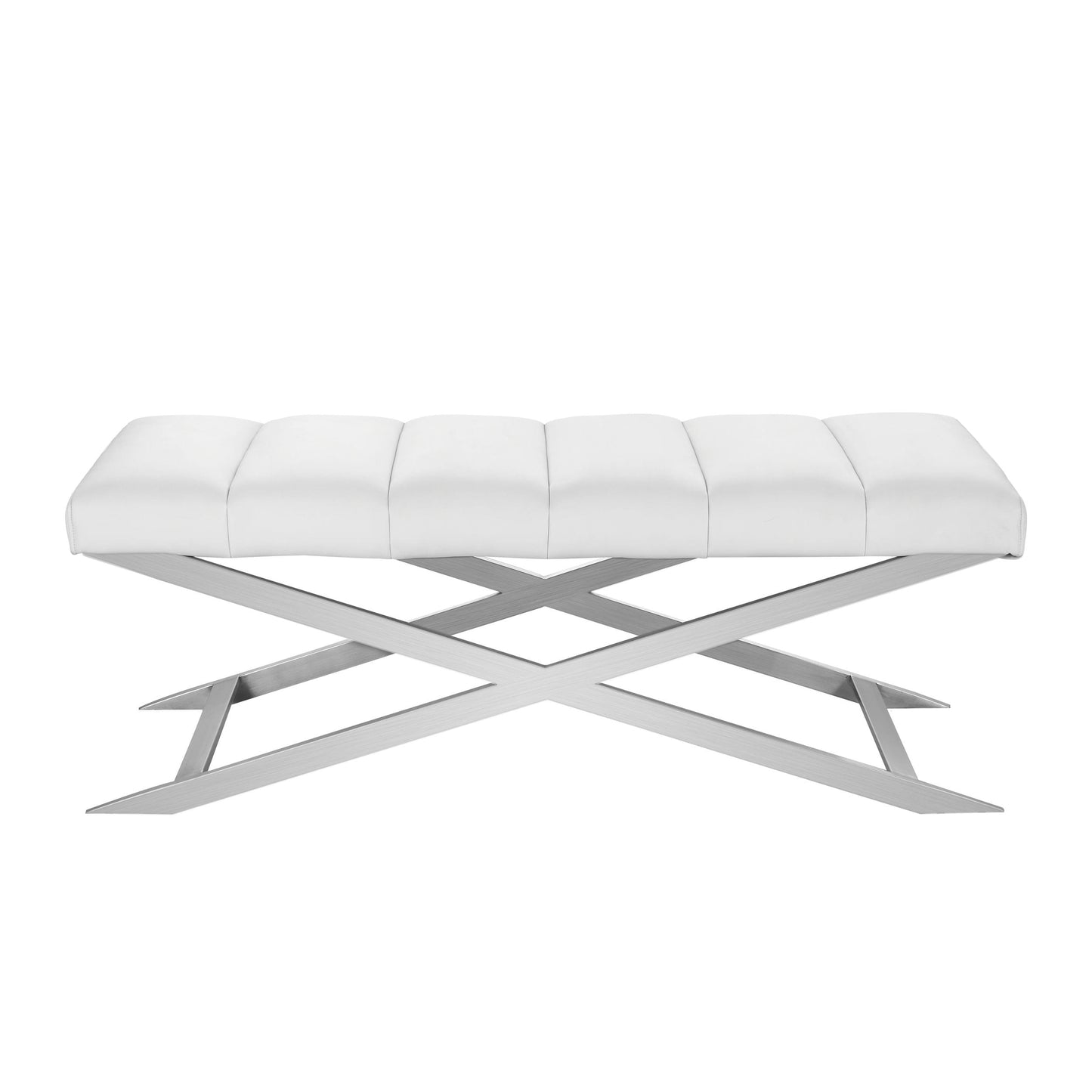 Modrest Xane - Contemporary White & Brushed Stainless Steel Bench